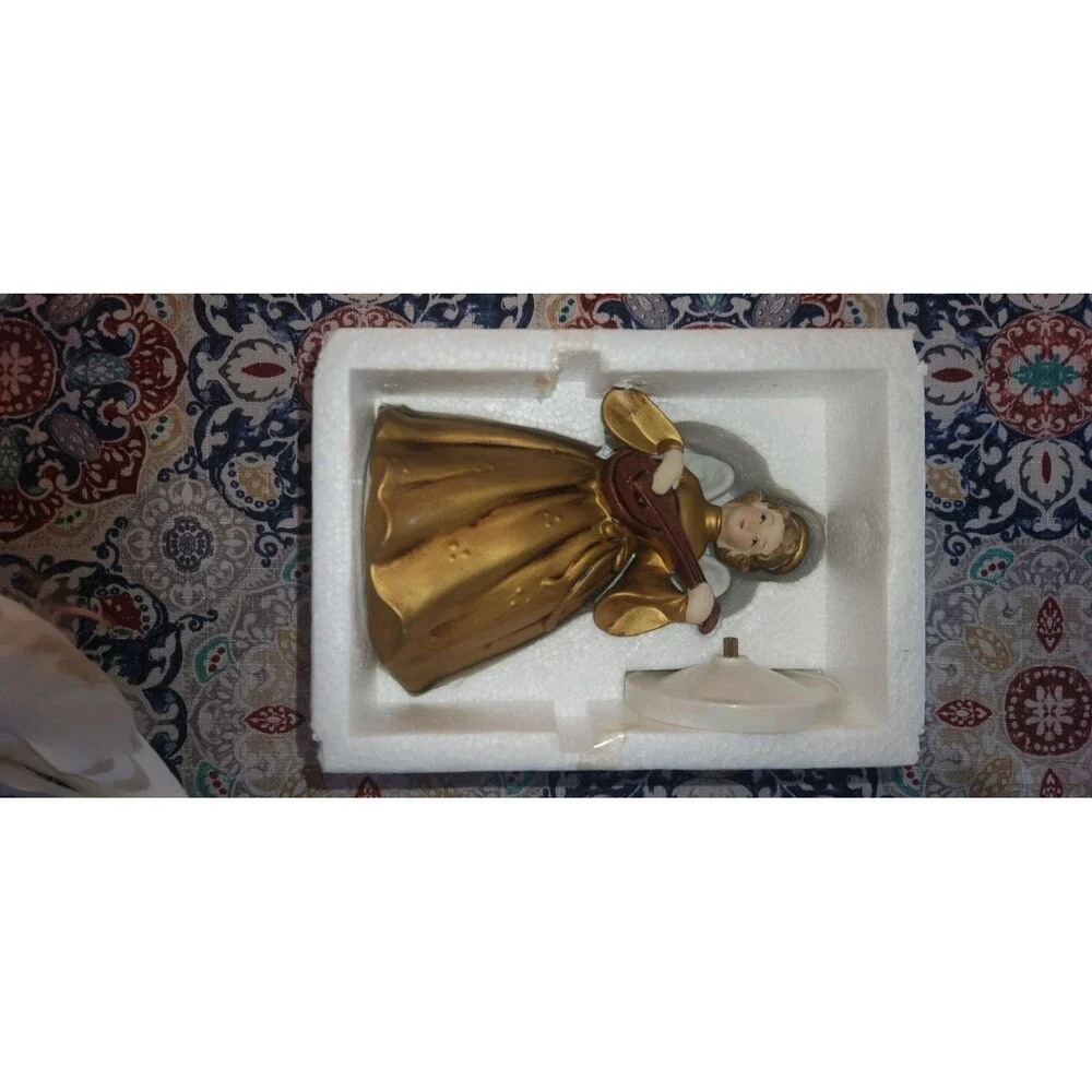 Vtg Berman & Anderson Rotating Musical Porcelain Angel Plays Silent Night 8